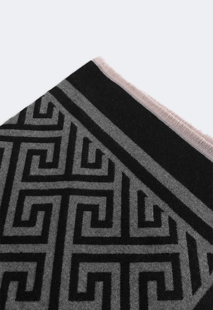 Choice Greek Key Pattern Pashmina Scarf Black