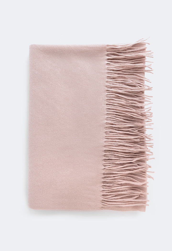 Choice Solid Tussles Winter Scarf Light Pink