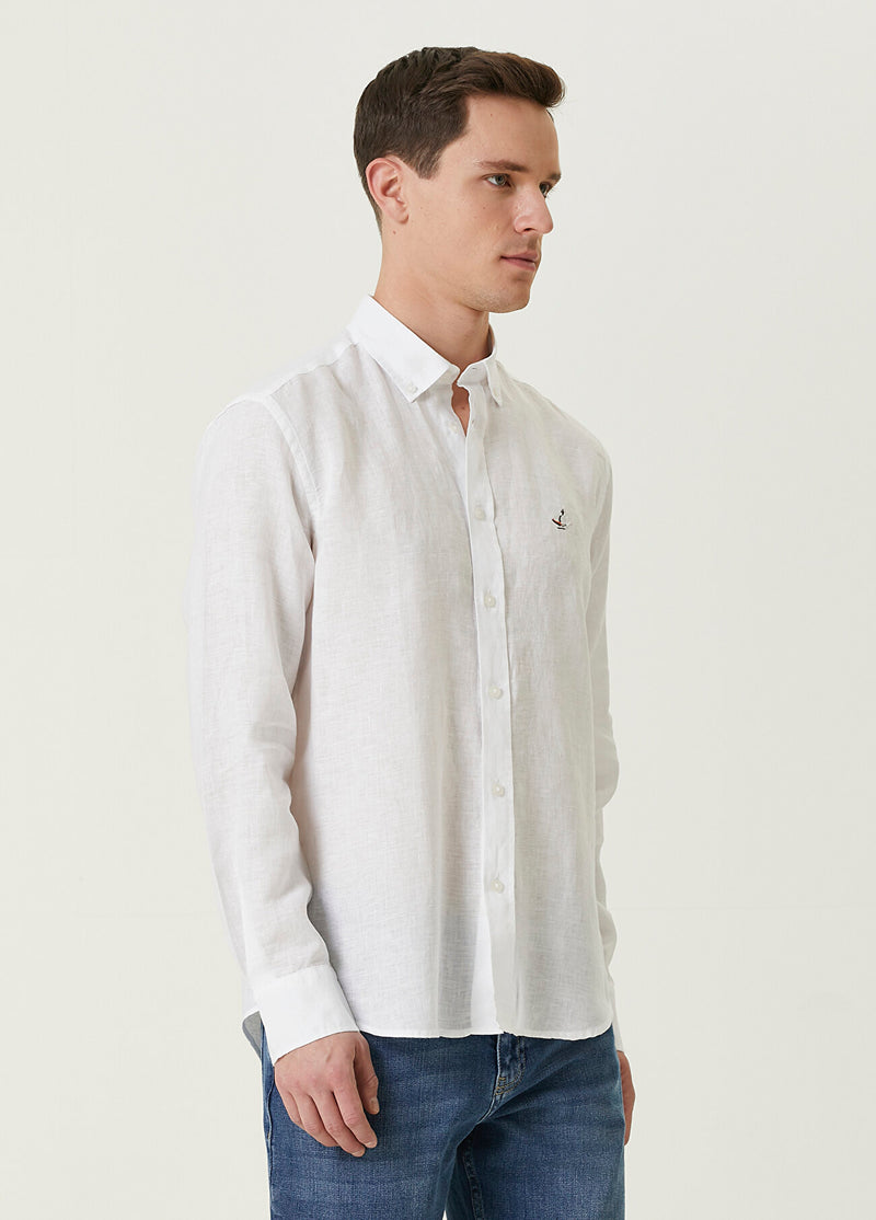 Beymen Club Men Comfort Fit Linen Shirt White