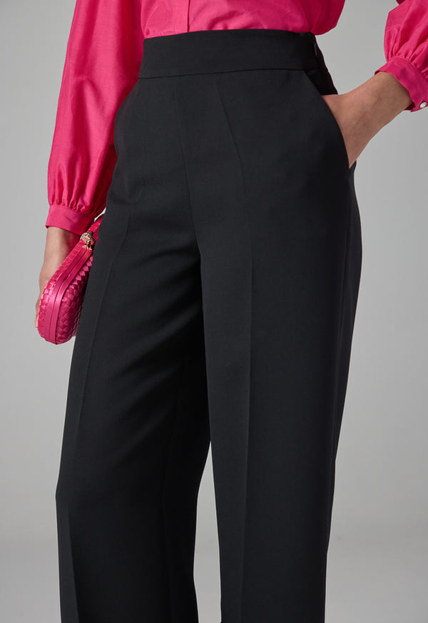 Choice High-Waist Solid Wide Legs Trousers Black