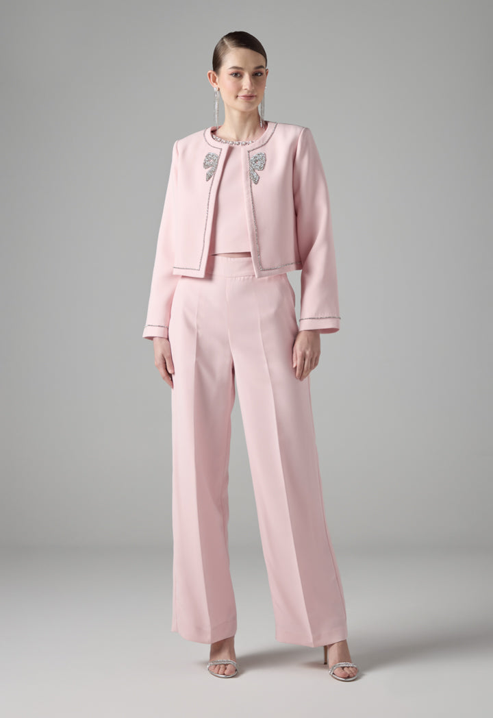 Choice High-Waist Solid Wide Legs Trousers Pink