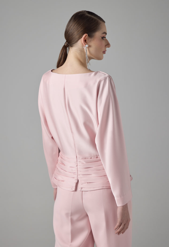 Choice Single Tone Pleated Blouse Pink