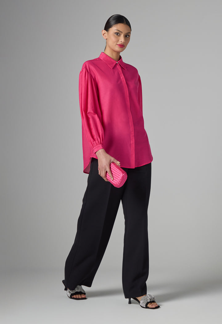 Choice Long Sleeve Basic Shirt Fuchsia