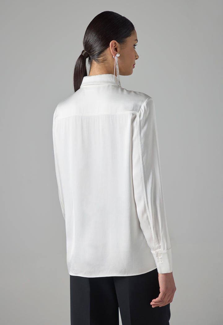 Choice Long Sleeves Basic Shirt Off White