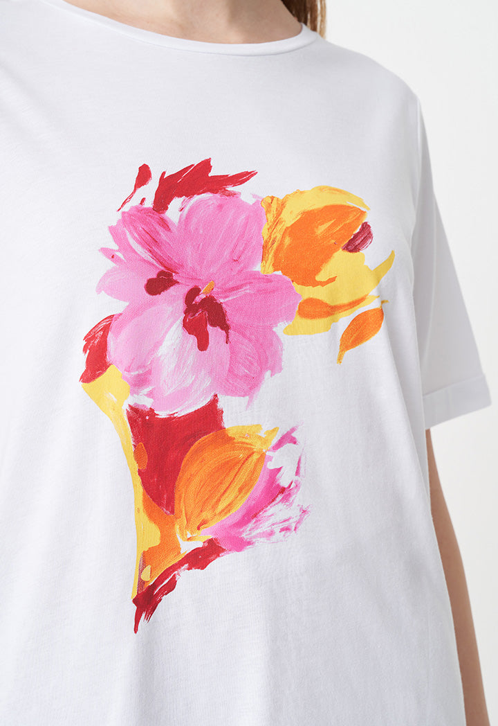 Choice Flower Printed T-Shirt Off White