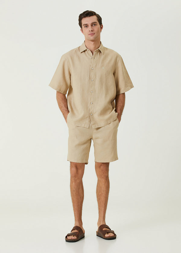 Beymen Club Men Waist Cord Linen Shorts Beige