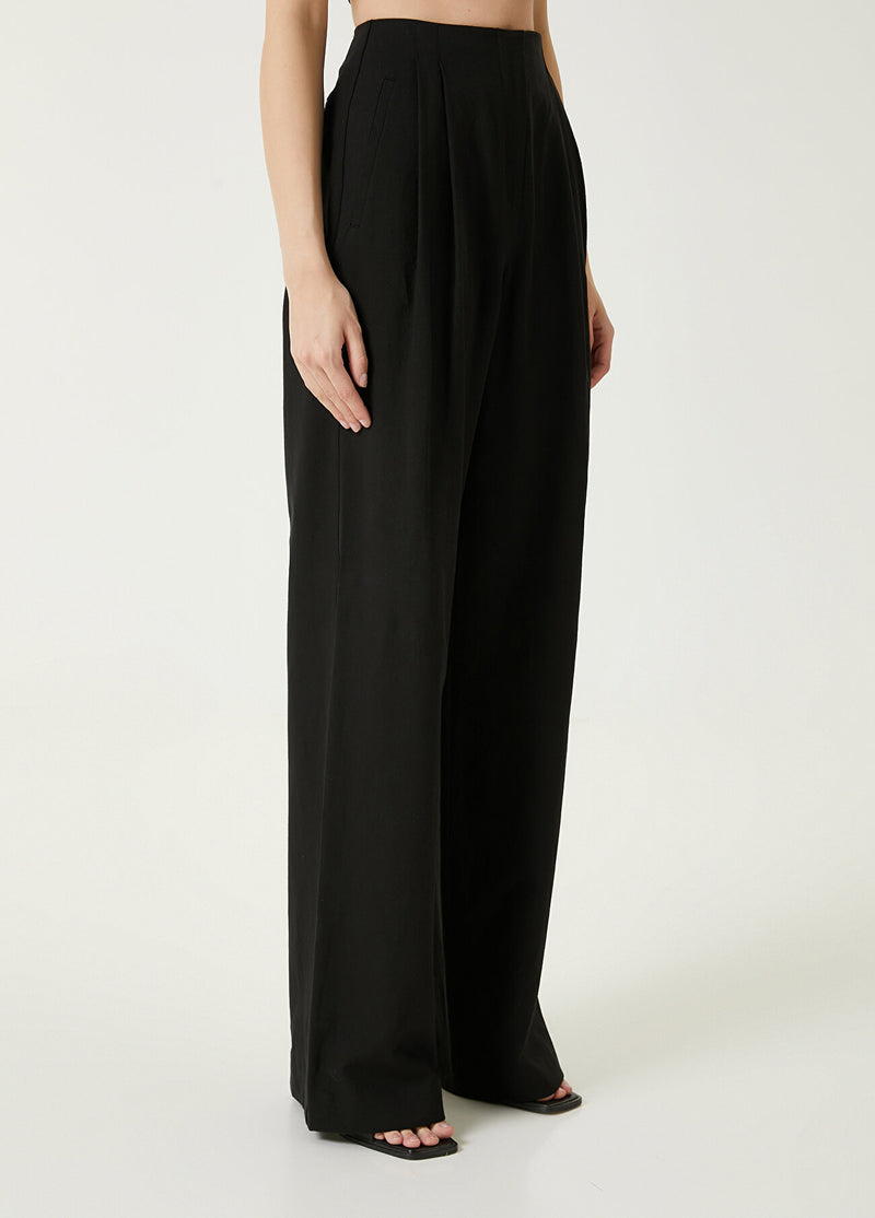 Beymen Club Wide Leg Linen Trousers Black