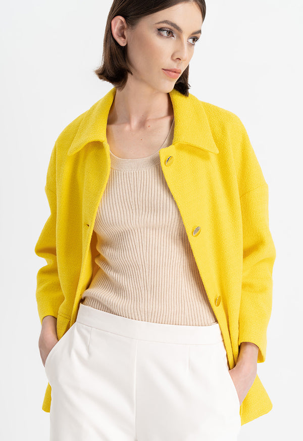 Choice Drop Shoulder Solid Jacket Yellow