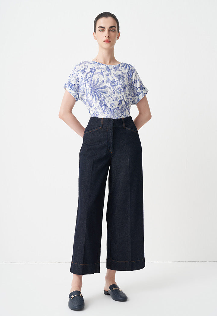 Choice Straight Wide Legs Denim Trousers Indigo