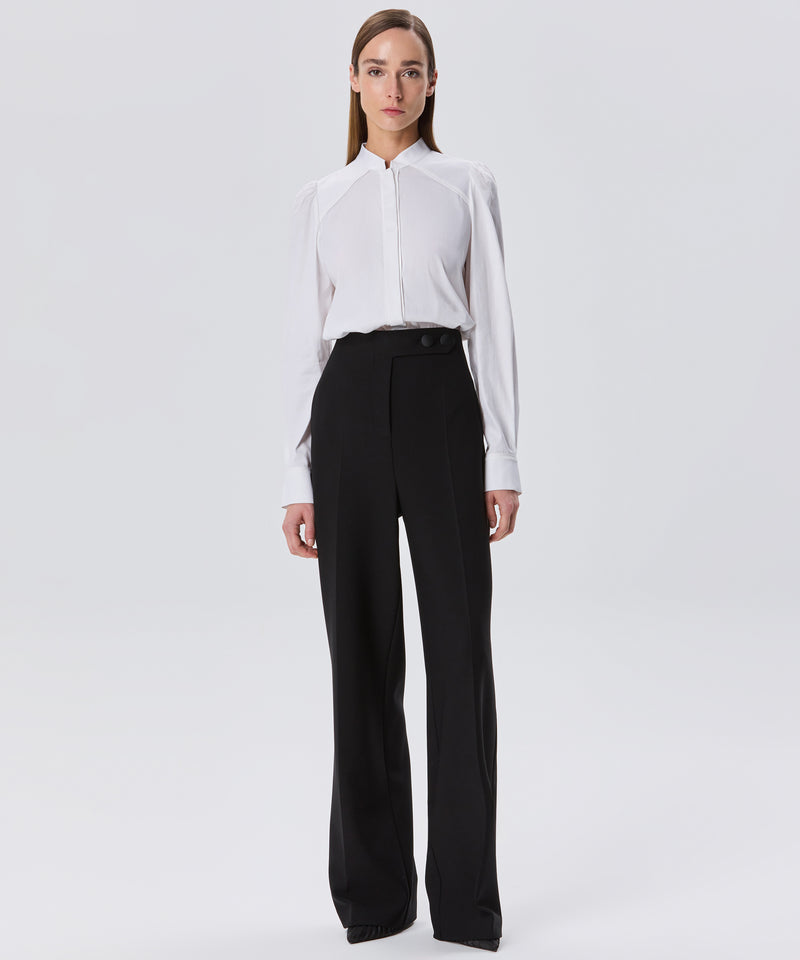 Machka High Waist Button Detail Trousers Black