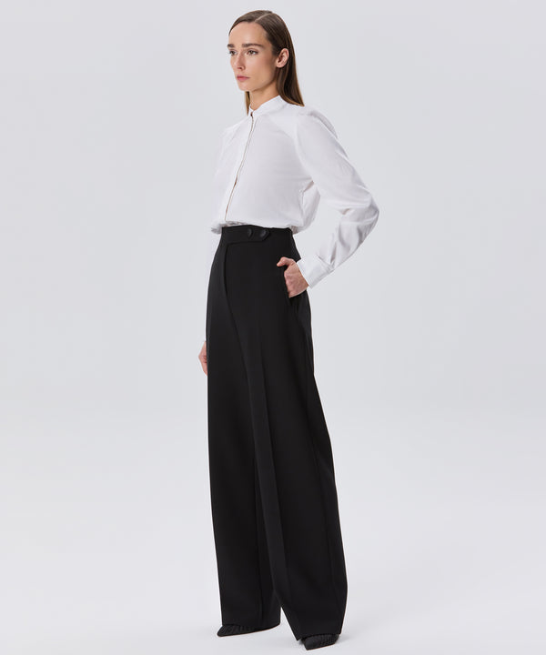 Machka High Waist Button Detail Trousers Black