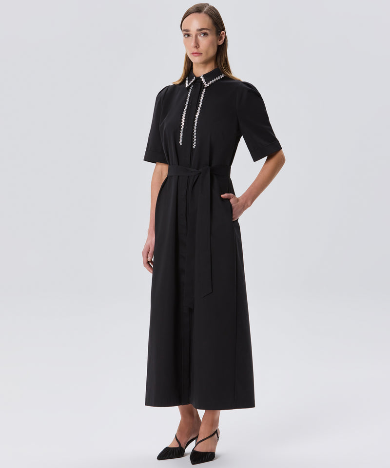 Machka Embellished Detail Shirt Dress Black