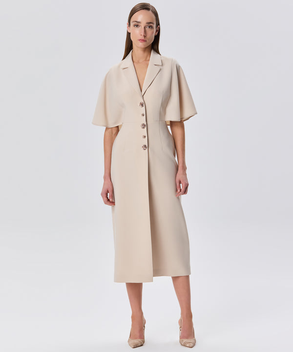 Machka Wide Sleeve Dress With Button Accessories Beige