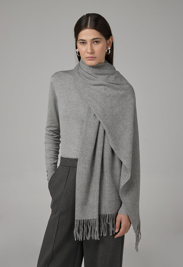 Choice Solid Tussles Winter Scarf Dark Grey