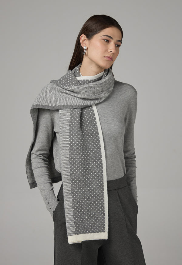 Choice Polka Dot Winter Scarf Grey/Off White