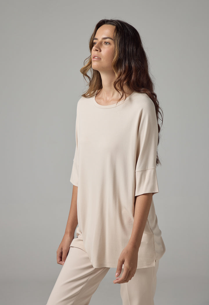 Choice Basic Crew Neck T-Shirt Beige