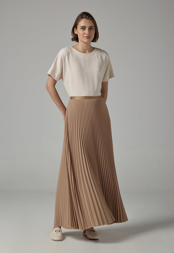 Choice Solid Side Open Wrap Skirt Beige