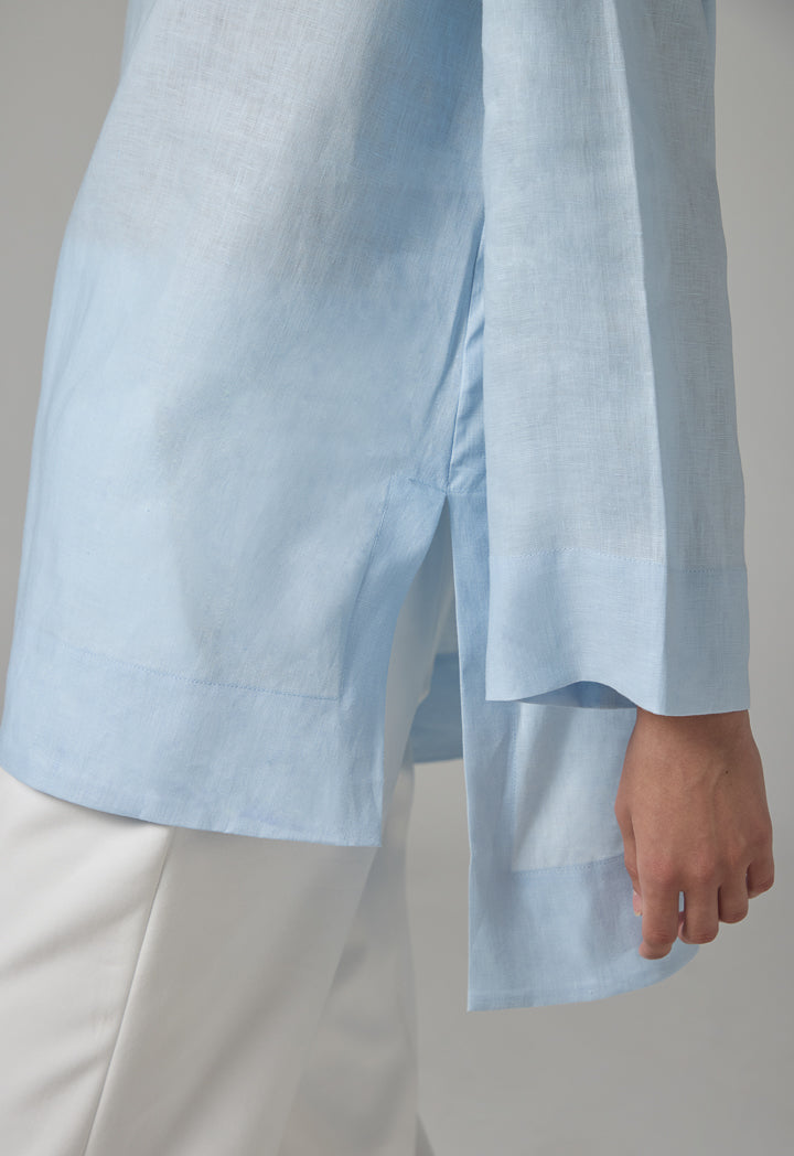 Choice High-Low Basic Long Sleeve Shirt Sky Blue