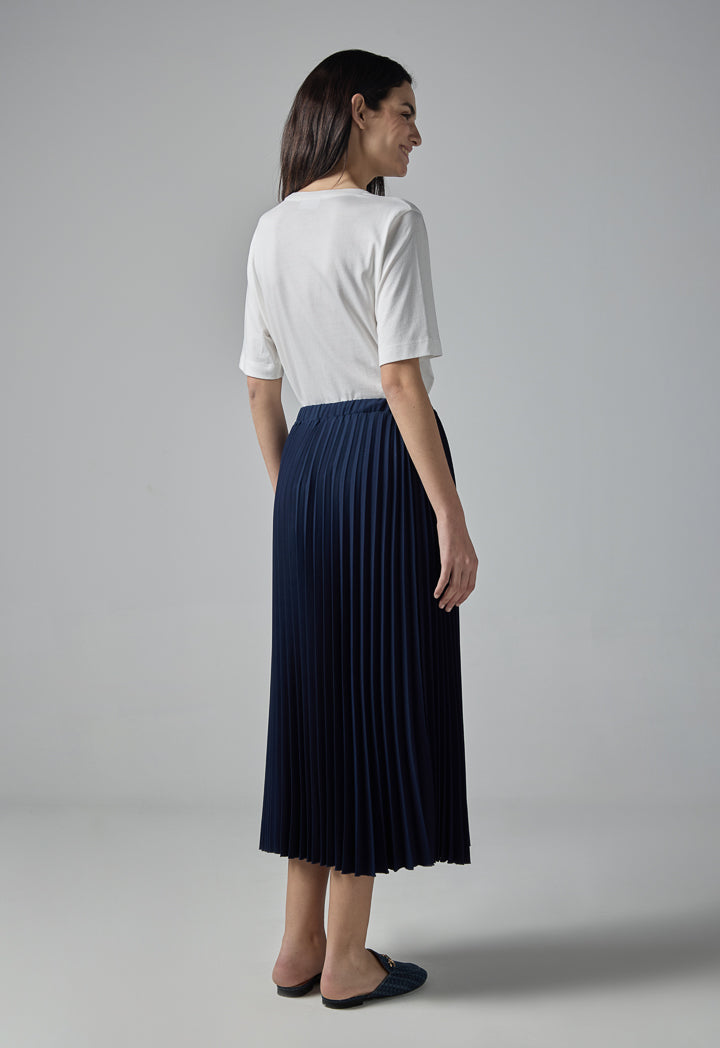 Choice High Waist Pleated Skirt Navy