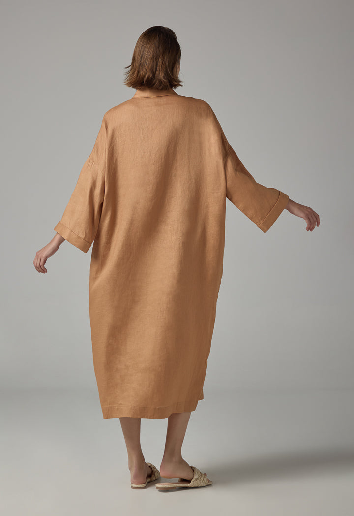 Choice Drop Shoulder Basic Shirt Dress  Caramel