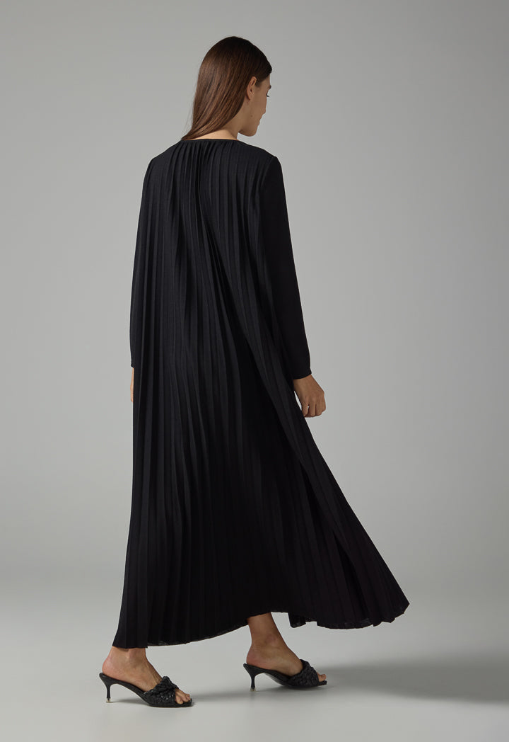 Choice Basic Pleated Maxi Dress Black