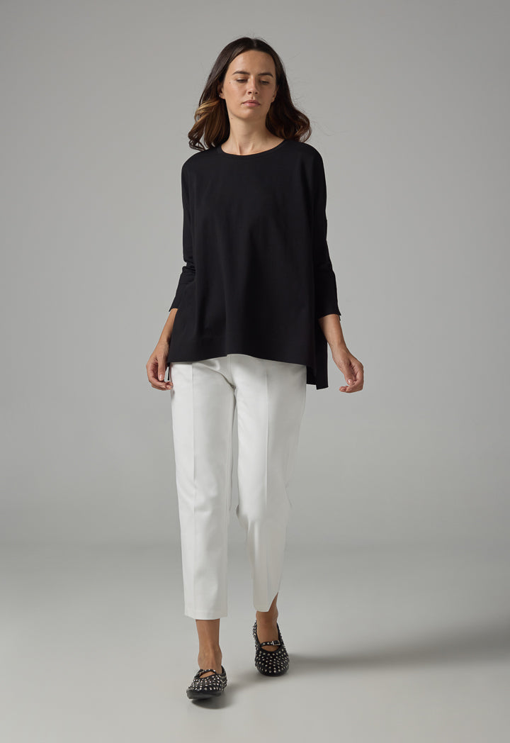 Choice Solid Short Sleeves Blouse Black