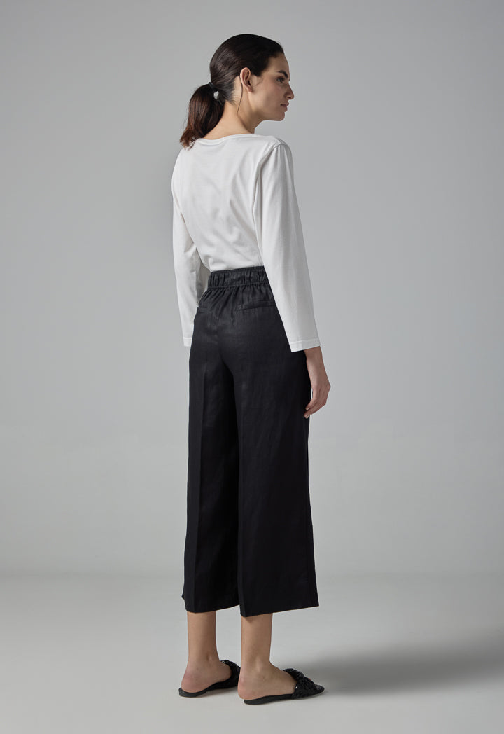 Choice Wide Leg Basic Trousers Black