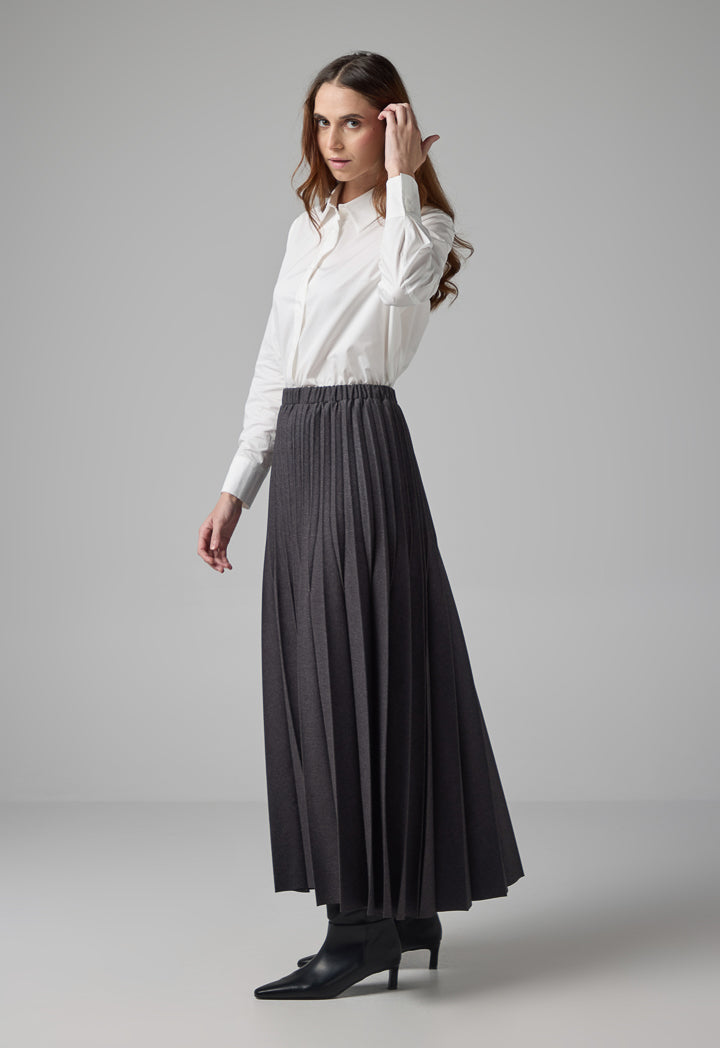 Choice Solid Pleated Maxi Skirt Anthracite