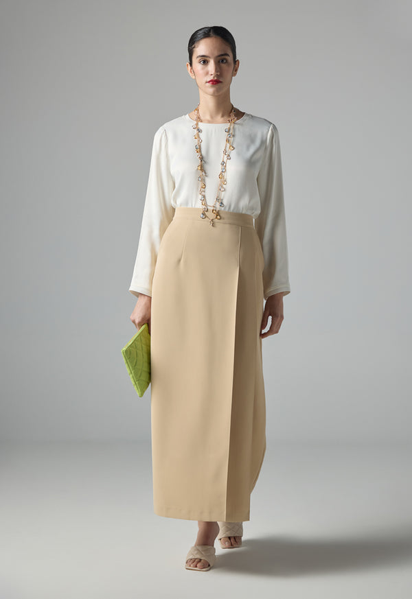 Choice Solid Plated Skirt Beige