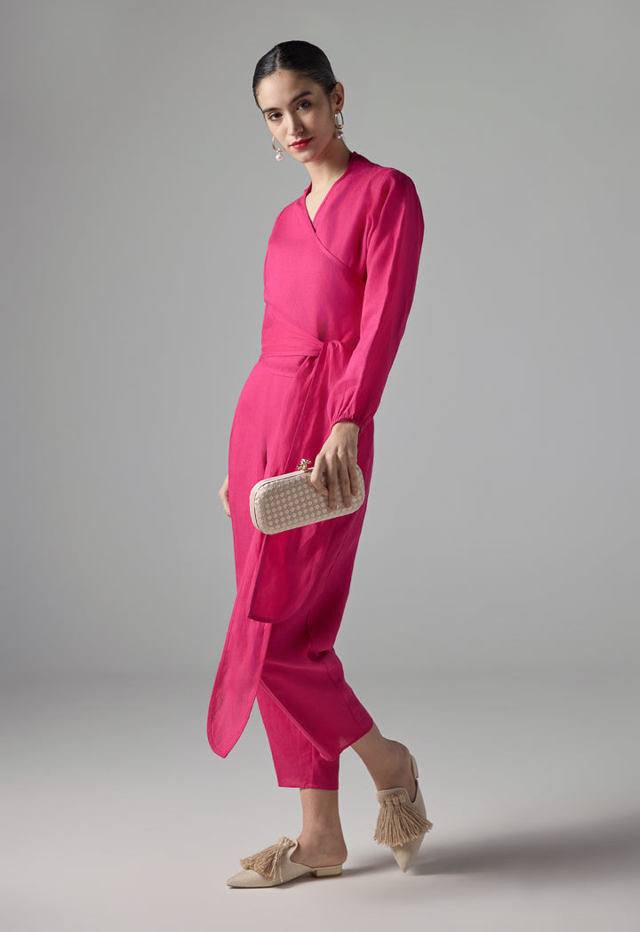 Choice Solid Long Sleeve Jacket  Fuchsia