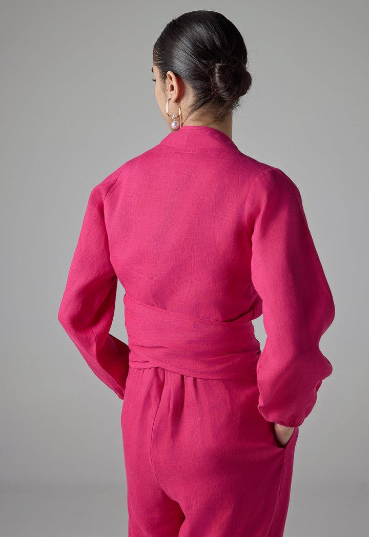 Choice Solid Long Sleeve Jacket  Fuchsia