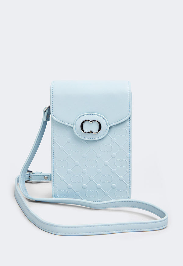 Choice Embossed Monogram Cross Body Bag Light Blue