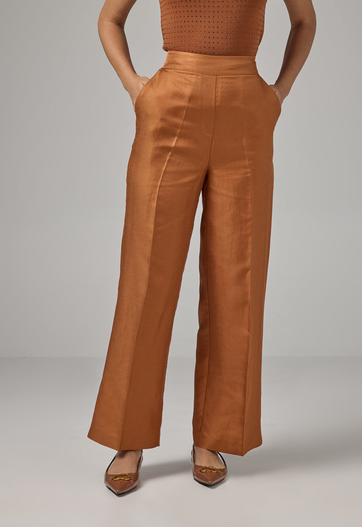 Choice Solid Wide Leg Trousers Caramel