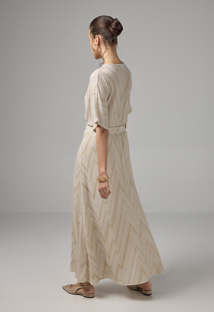 Choice Striped Lurex Maxi Skirt Sand