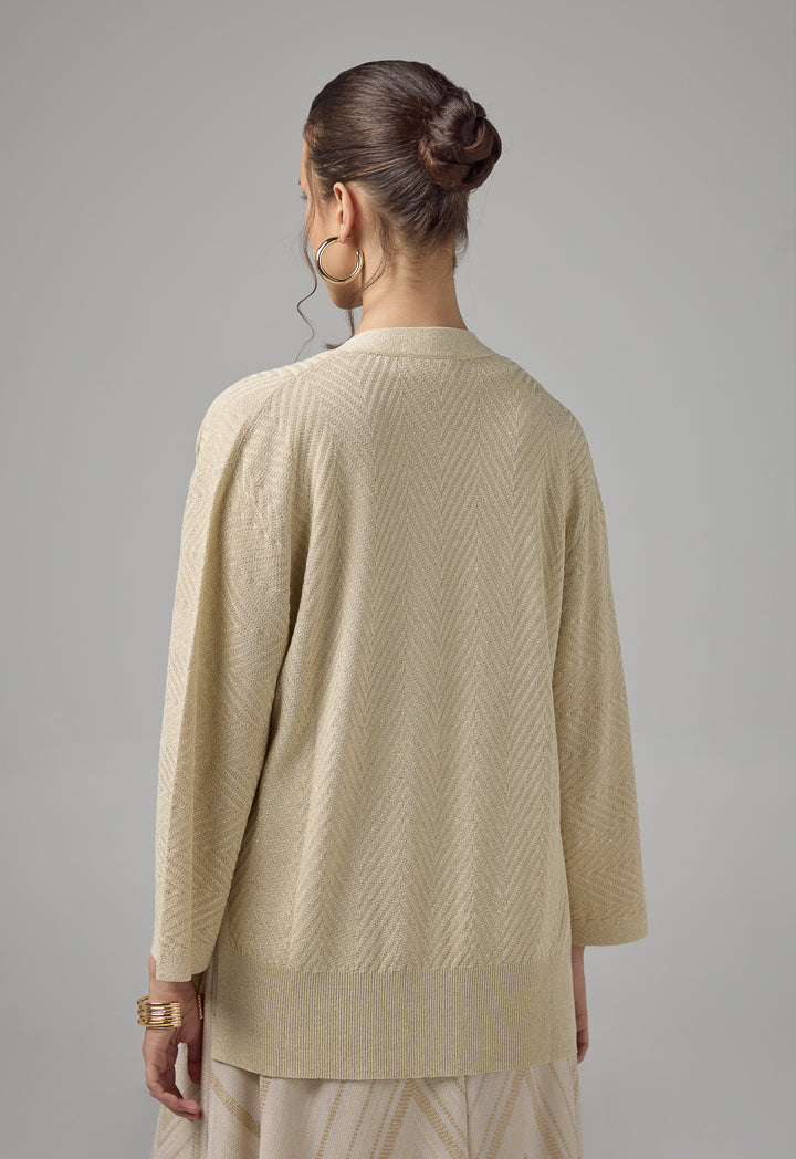 Choice Solid Lurex Cardigan Beige