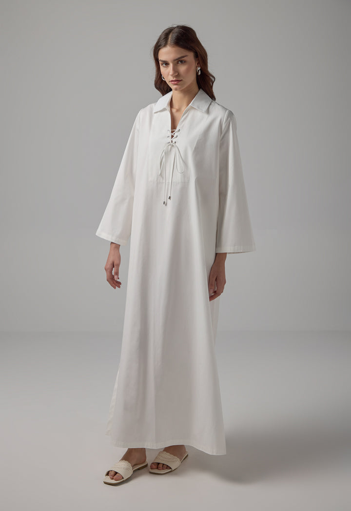 Choice Long Sleeve Basic Maxi Dress Off White