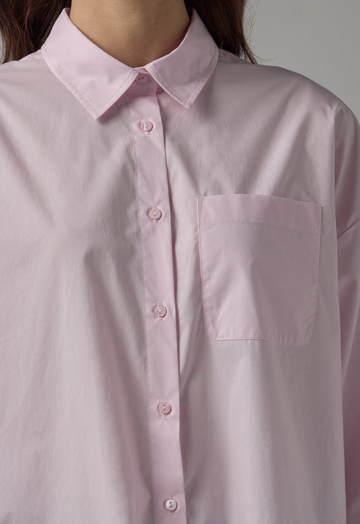 Choice Drop Shoulder Solid Shirt Pink