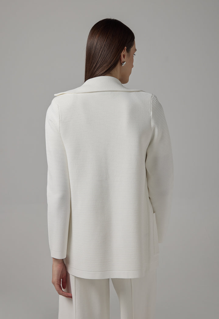 Choice Solid Long Sleeve Knitted Cardigan Off White