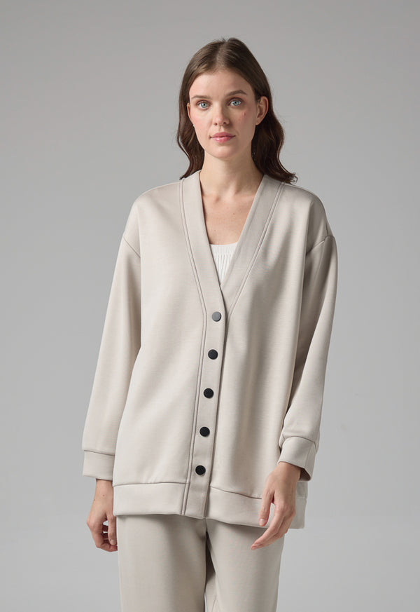 Choice Long Sleeve Drop Shoulder Cardigan Grey