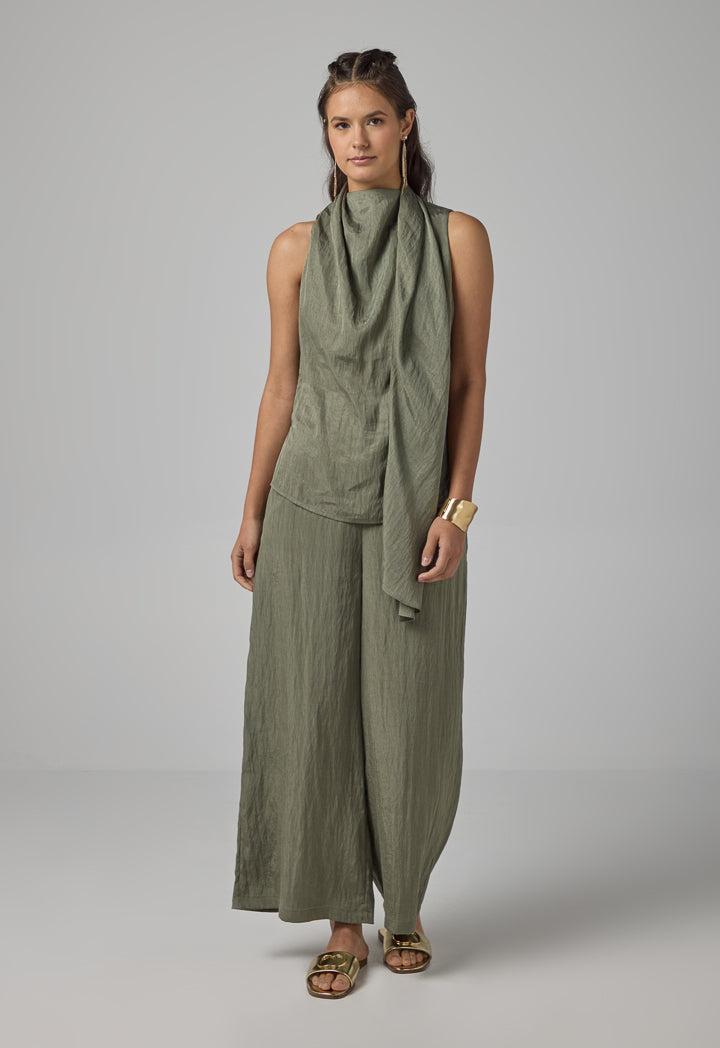 Choice Crinkled Sleeveless Top Olive