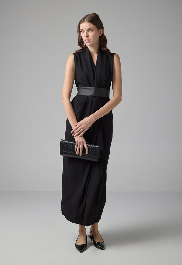 Choice Belted Sleeveless Maxi Dress Black