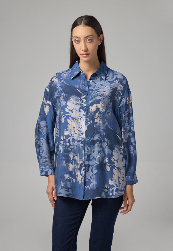 Choice Floral Print Regular Fit Shirt Navy