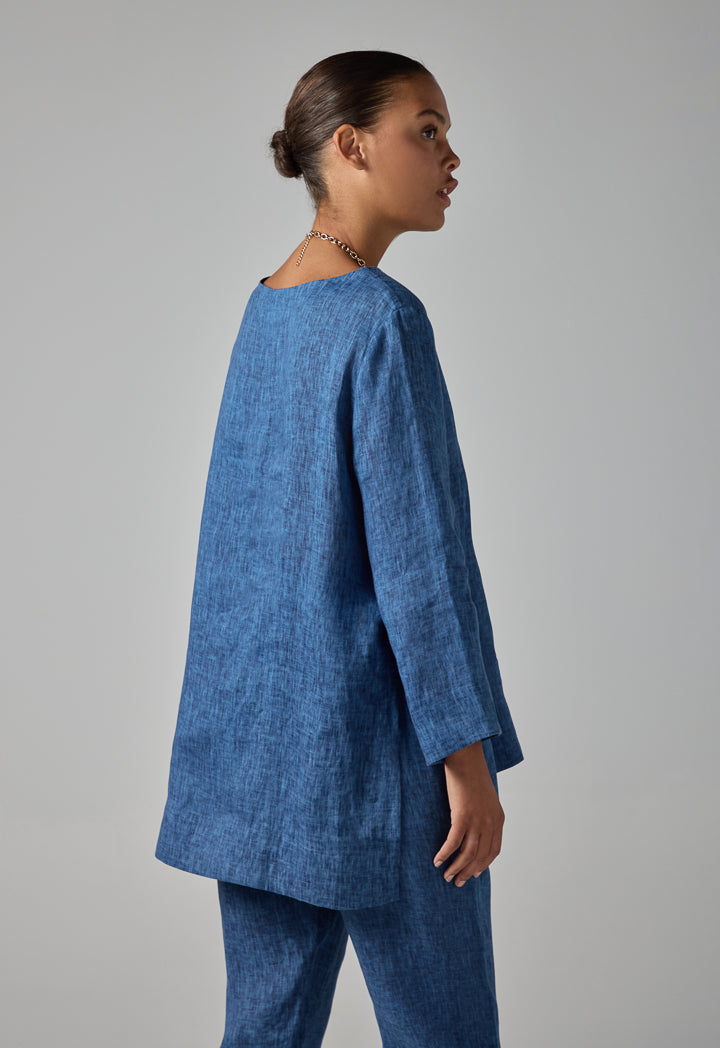 Choice Single Tone High-Low Blouse Indigo