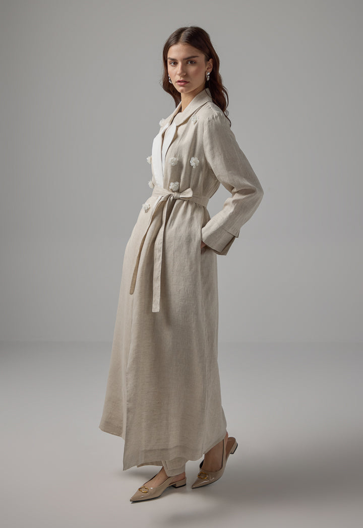 Choice Basic Belted Maxi Abaya Beige