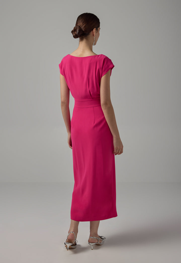 Choice Crystal Embellished Sleeveless Midi Dress Fuchsia