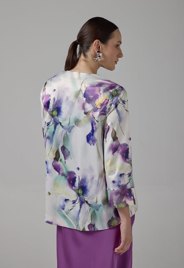 Choice Printed Long Sleeve Jacket Multi Color