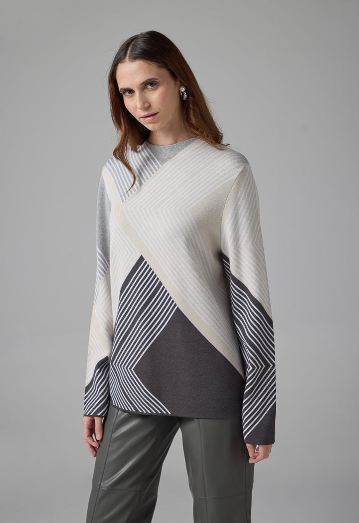 Choice Colorblock Abstract Pattern Sweater Multi Color