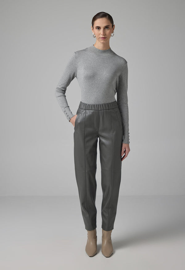 Choice Pu Leather Elasticated Waist Trousers Grey