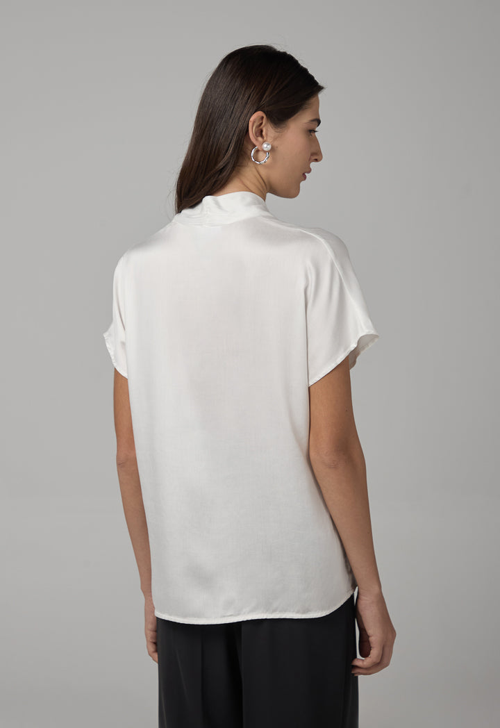 Choice V- Neck Basic Top Off White