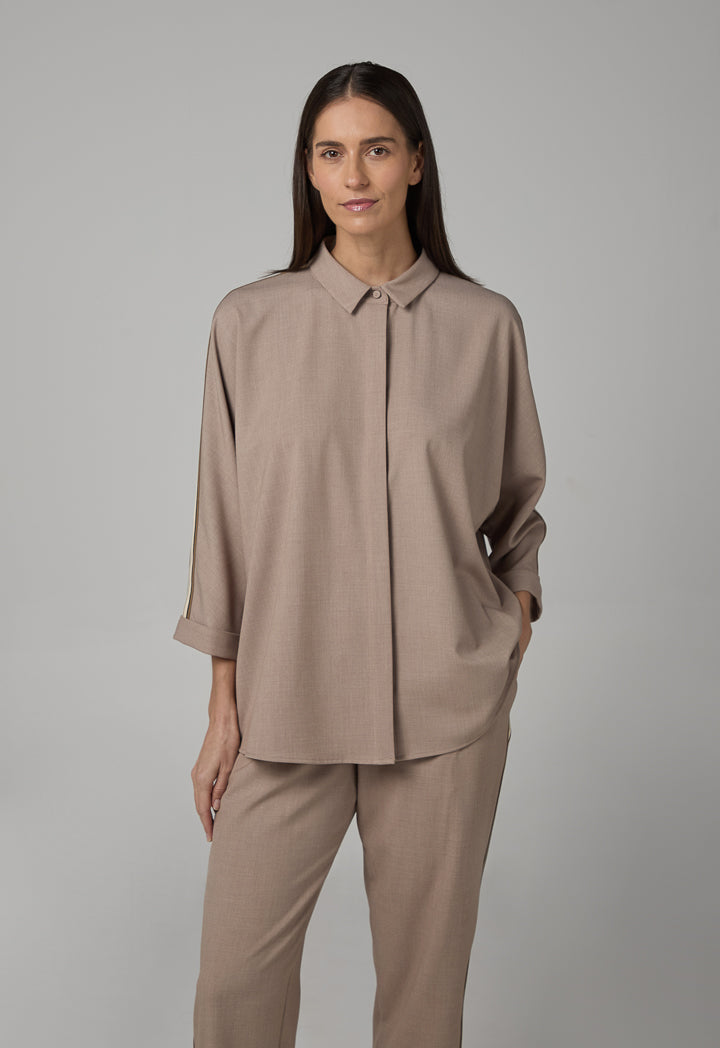 Choice Long Kimono Sleeves Shirt Beige